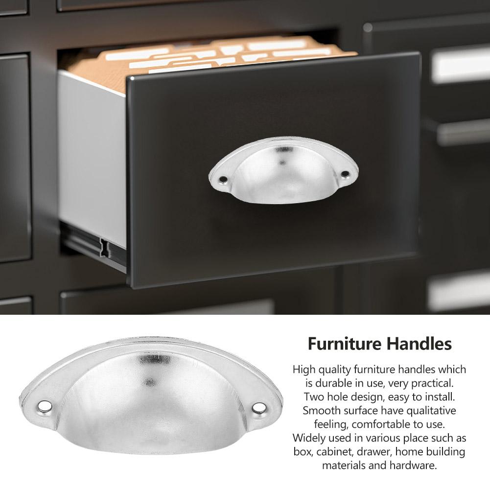 Metal Drawer Cabinet Furniture Knob Antique Shell Pull Handle Handware Fitting (Silver)
