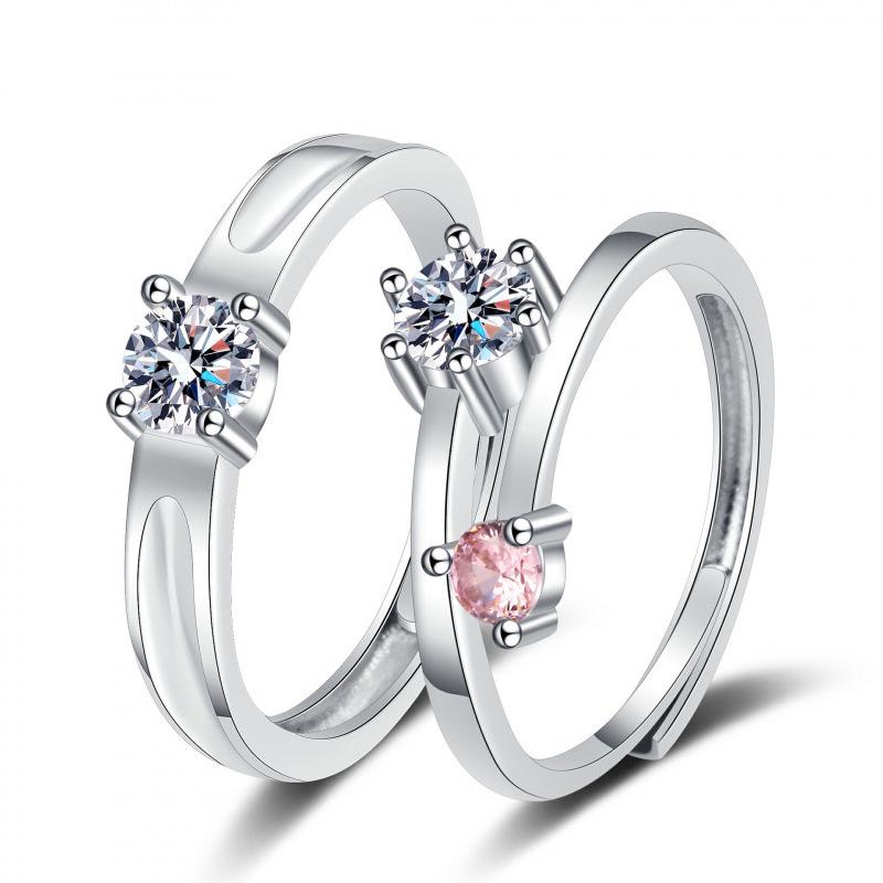Rhinestone Bow Couple Rings - Elegant European & American Valentine's Gift Jewelry