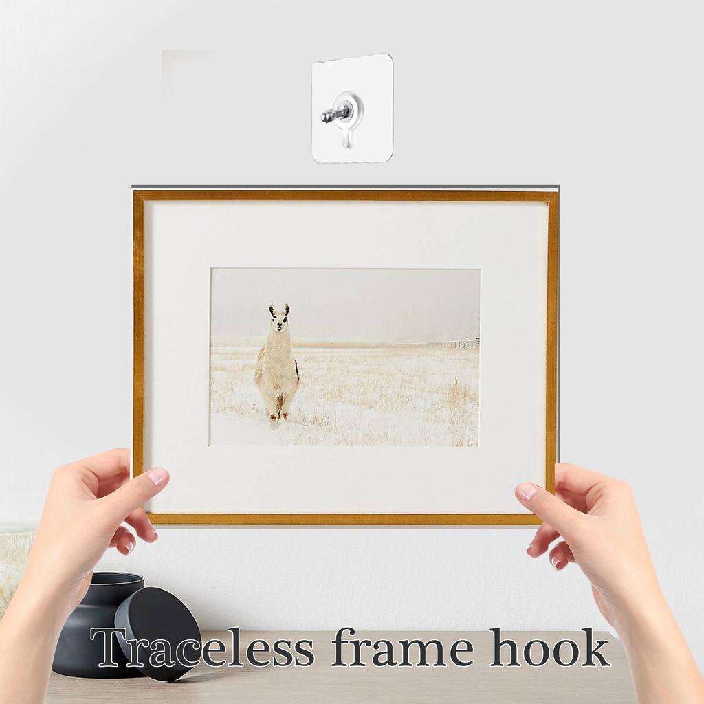10pcs Traceless Wall Hooks Self Adhesive Picture Frame Hangers Self Adhesive Hooks Set for Home & Office Decor Silver