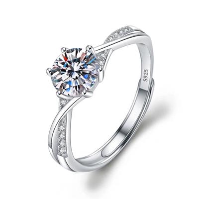 Moissanit Ring für Frauen Instagram-inspiriert Verstellbarer offener Ring Luxus High-End Zirkonia Ring