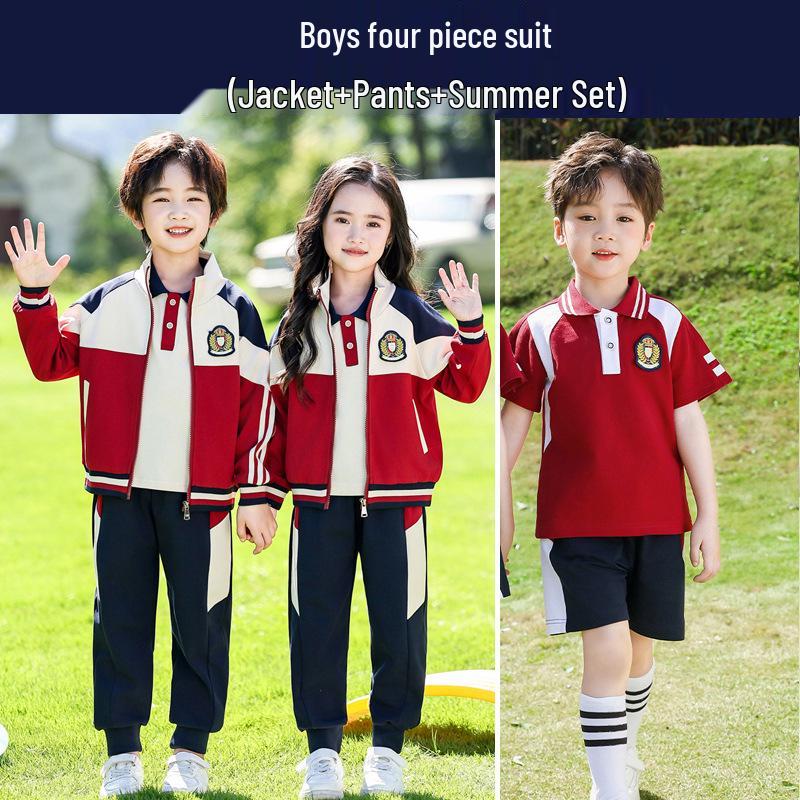 Spring & Autumn Baseball-Style School Uniform Set for Kindergarten and First Grade Sports Events