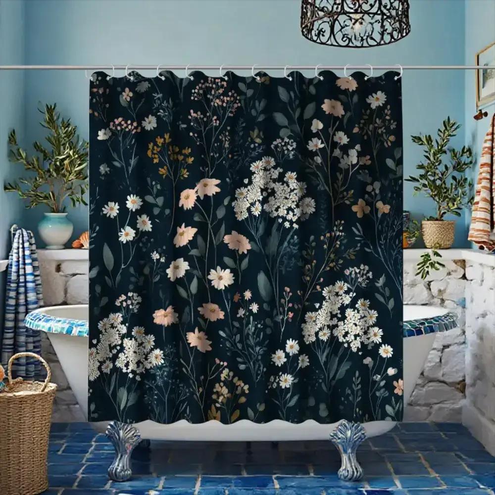 

1pc of Bathroom Shower Curtain, Handmade Botanical Tie-dye Experience, Anniversary Shower Curtain, Includes 12 Hooks, 180*180c 90x180cm