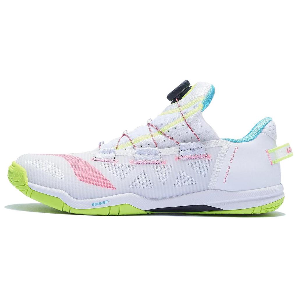 Li Ning Cushioning Slip Resistant Abrasion Resistant Low Top Table Tennis Shoes Unisex White Green Pink APPT003-1
