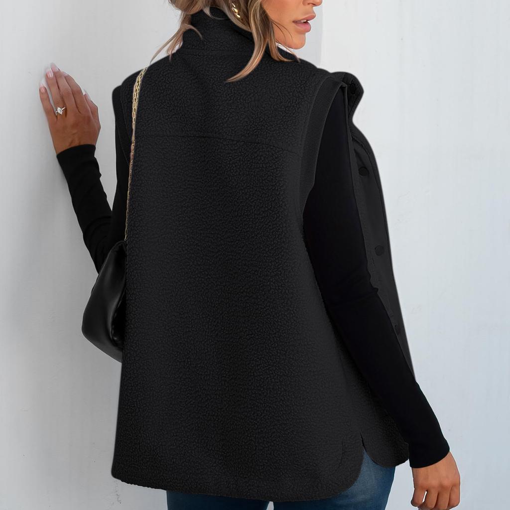 Women's Patchwork Sleeveless Lambswool Casual Versatile Warm Vest Jacket