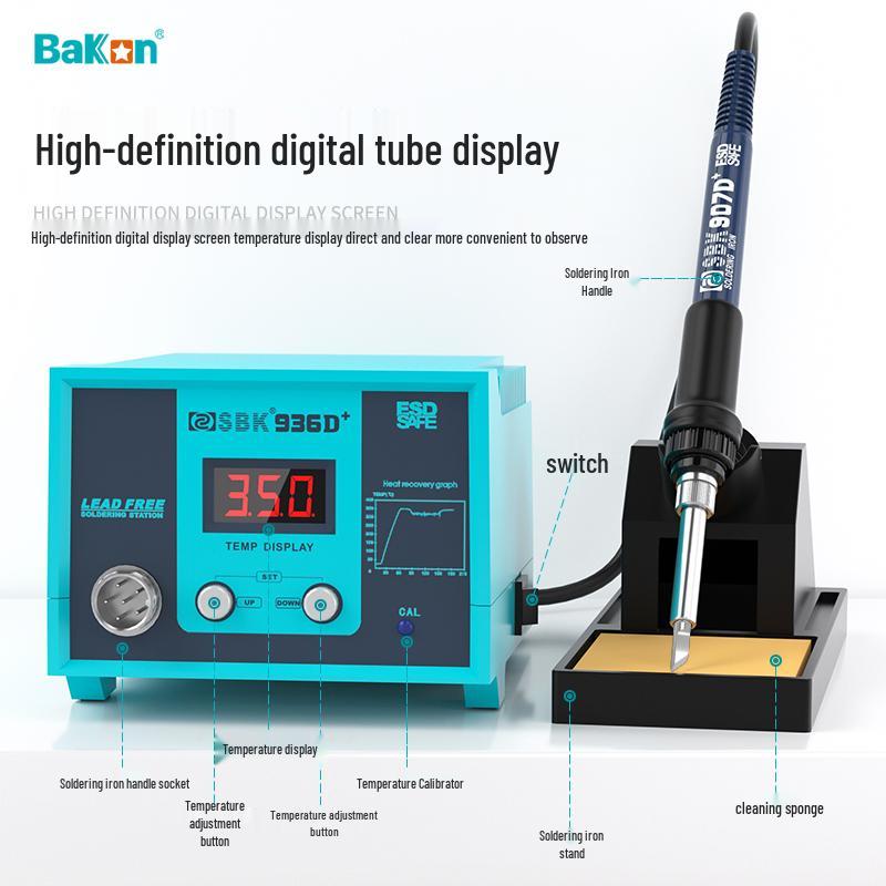 

Bakon HAKKO SBK936D+ Digital Soldering Station, Industrial Grade with Automatic Sleep & Adjustable Temperature. Standard 60W