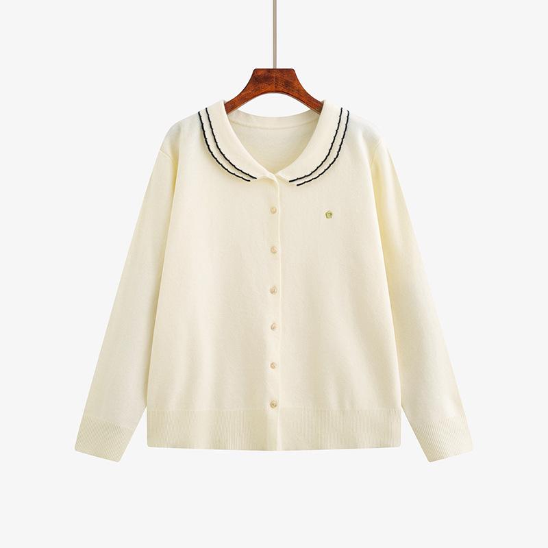 Plus Size Women s Doll Collar Age-Reducing College Style Sweater - Spring 2026 Temperament Knitwear XXXL (180-220 Jin) абрикосовый