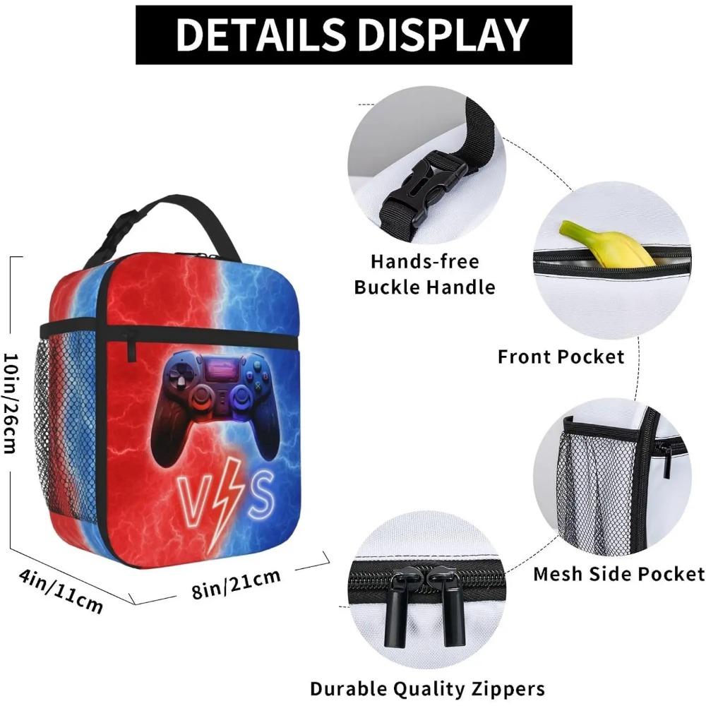 Lunch Box for Boys, Cool Video Game Controller Reusable Lunch Bag for Kids, Gaming Reusable Lunch Box Cooler  for School Travel
