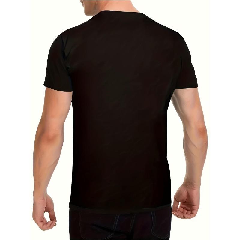European Sizes Men's Black T-Shirt with Striking Yellow OHLINS Pattern Print - Lightweight Breathable Crew Neck Casual Street Style Top