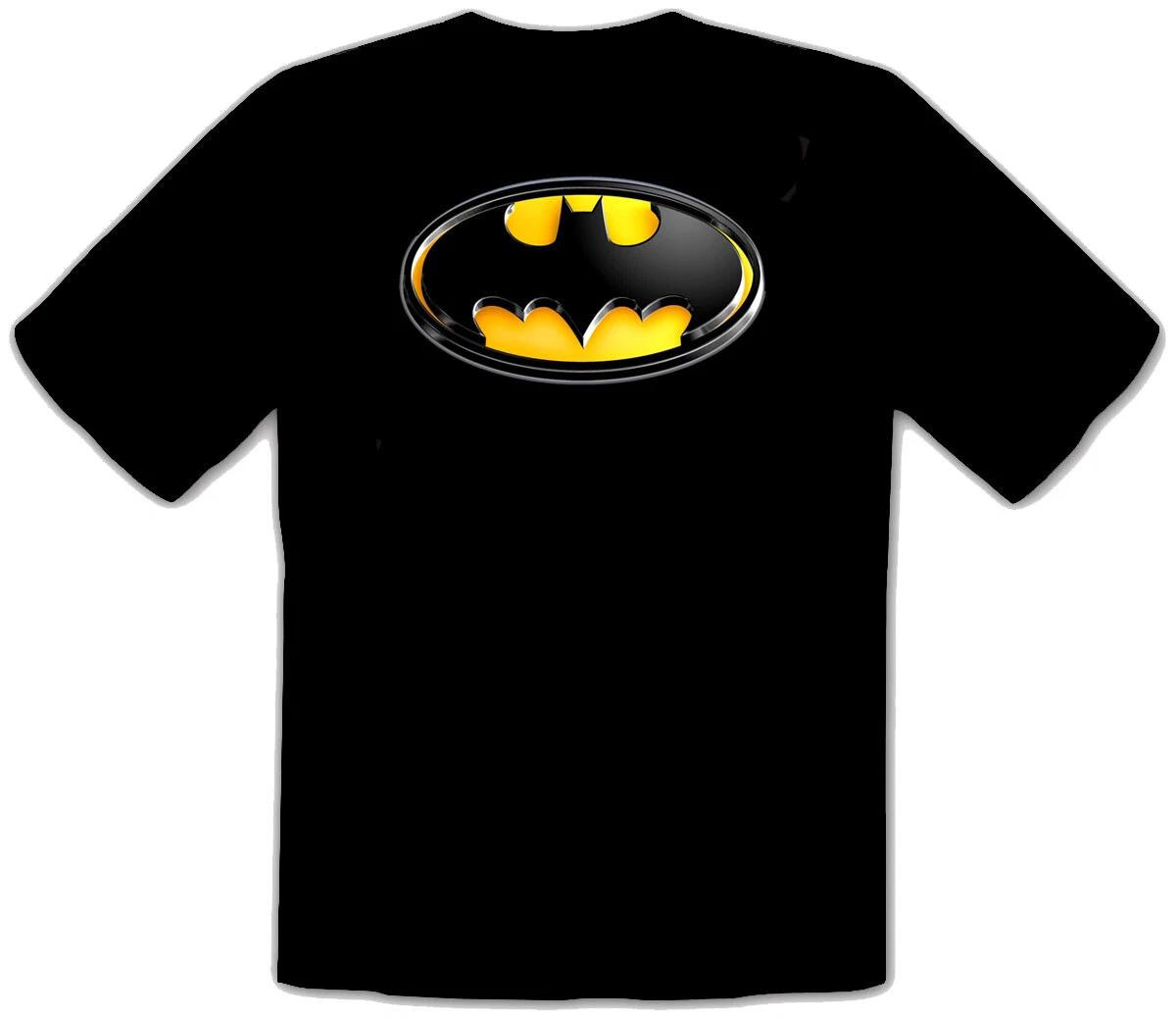 Batman Superhero Logo Black Fun 100% Cotton T-shirt Mens Tees Top -043- S