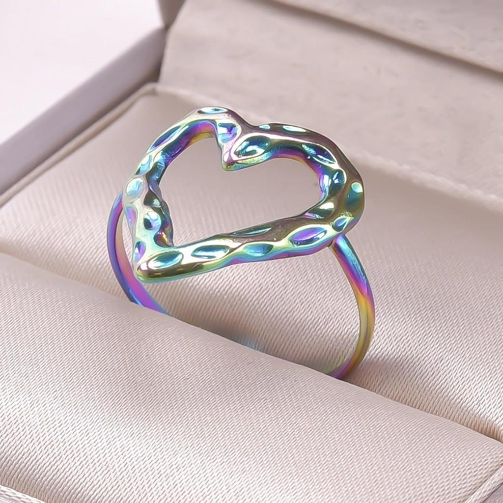 Open Adjustable Finger Accessory Couple's Heart Accent Rings Stainless Steel Adjustable Fashion Rings Jewelry