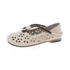 2025 Spring and Summer New Retro Hollow Women's Shoes Mother Sandals Soft Leather Soft Sole Casual Simple Flat Heel Non-slip