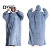 Winter Wearable Blanket Bathrobe with Big Pocket Thick Double-sided Fleece Loose Long Sleeves Pajamas Heat Retention Full Protection Home Lazy Sleeve