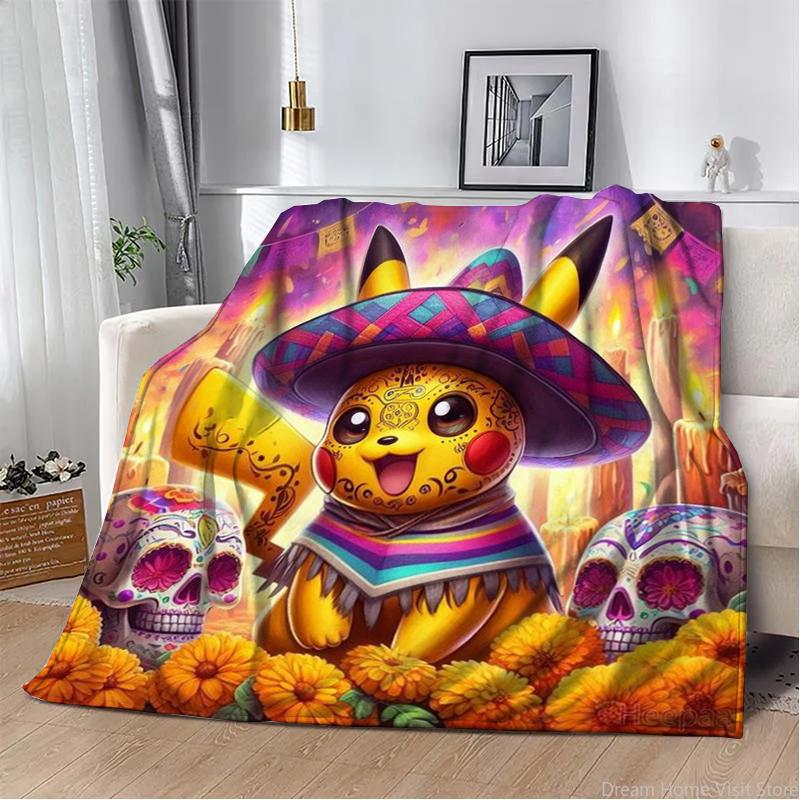Japan Anime Pokemon Cartoon Eevee Soft Blankets,Warm Throw Blanket Comfortable Blanket for Picnic Beds Sofa Home Bedroom Kids