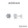 925 Sterling Silver Basic Sparkling Round Stud Earrings Classic Crown Hypoallergenic Wedding Jewelry For Women