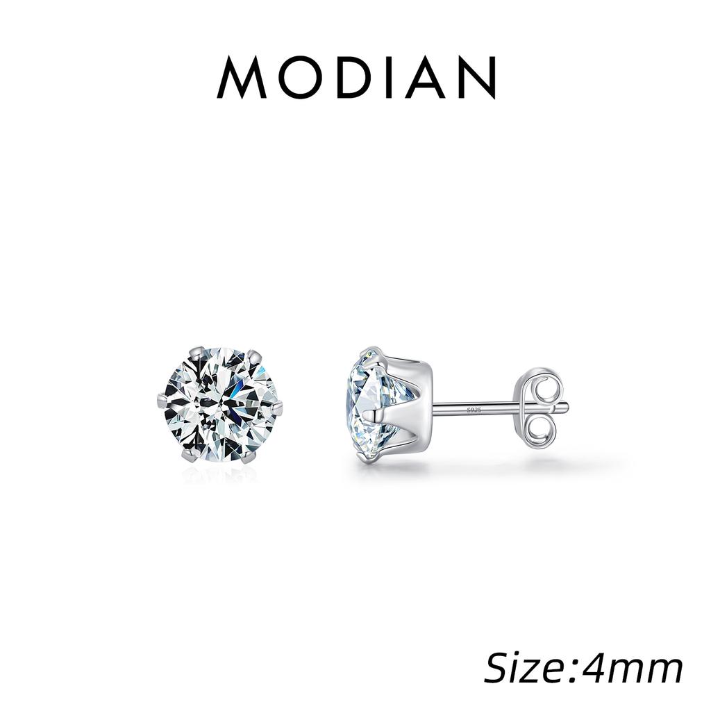 925 Sterling Silver Basic Sparkling Round Stud Earrings Classic Crown Hypoallergenic Wedding Jewelry For Women