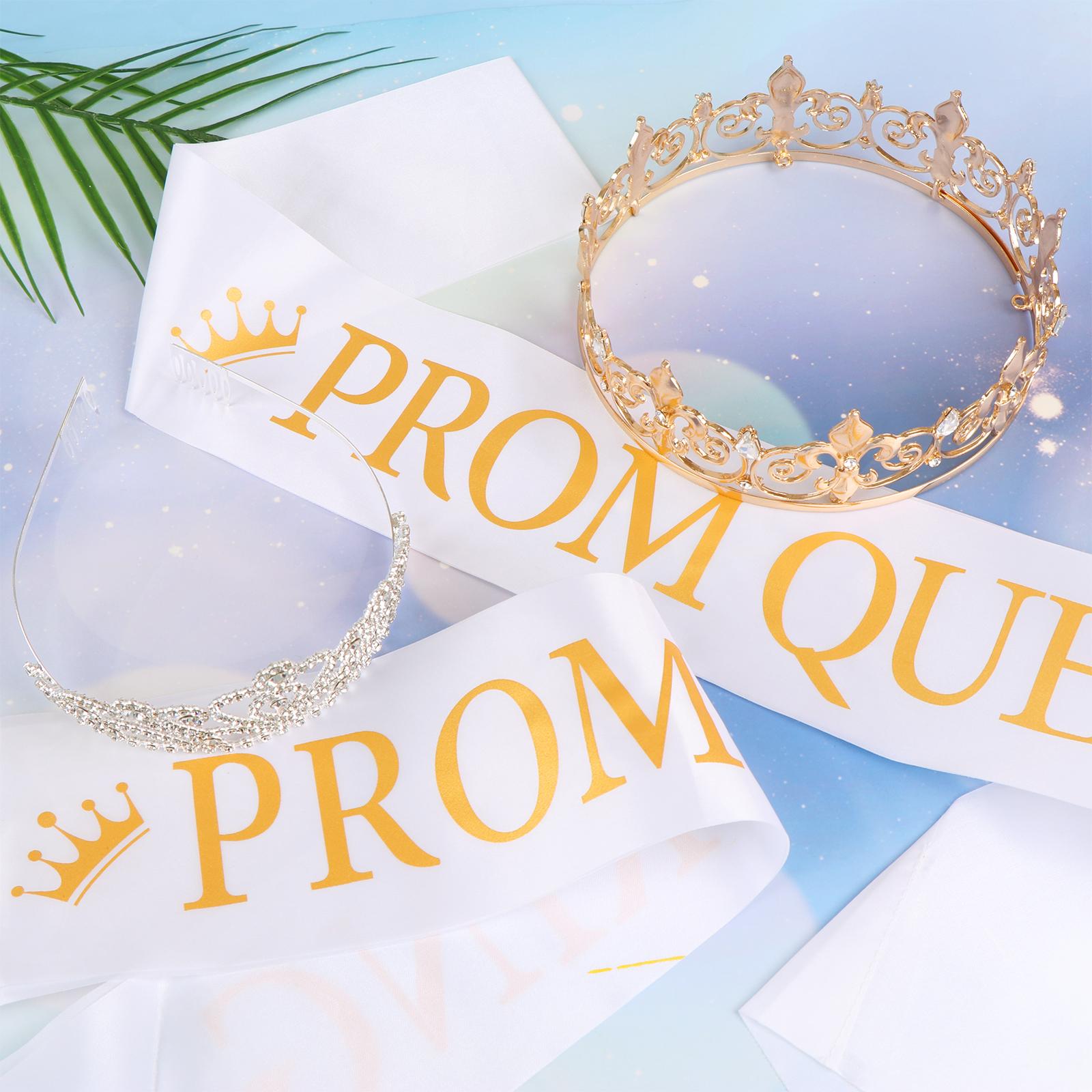 

Glitter Prom King And Prom Queen Sashes And Crown Tiara Set