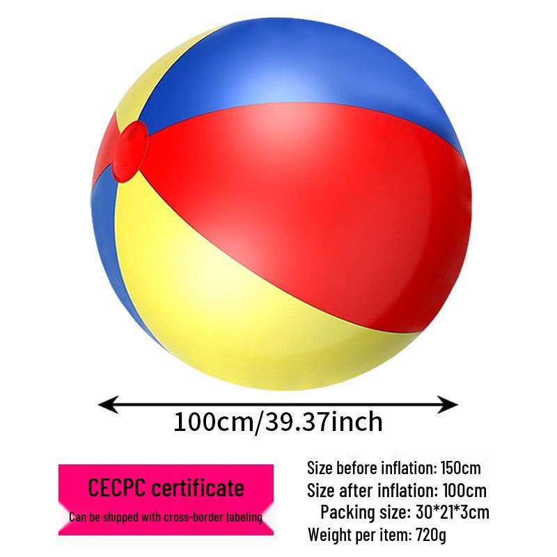 Parent-Child Giant Inflatable PVC Beach Ball - Thick, Colorful Three-Tone Design for Outdoor Fun