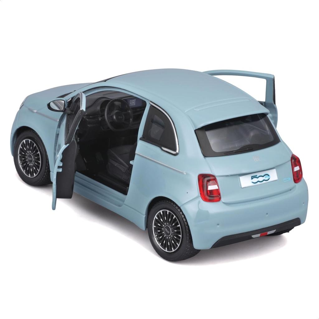 Bburago 1/24 Scale Fiat 500e 2023 Blue / Diecast Model Car, Finished Product, 18-21110 BU