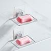 1pc-Stainless Steel Soap Rack Punch-free Nail-free Bathroom Single Layer Drain Wall Hanging Sucker Soap Box Light Luxury Shelf