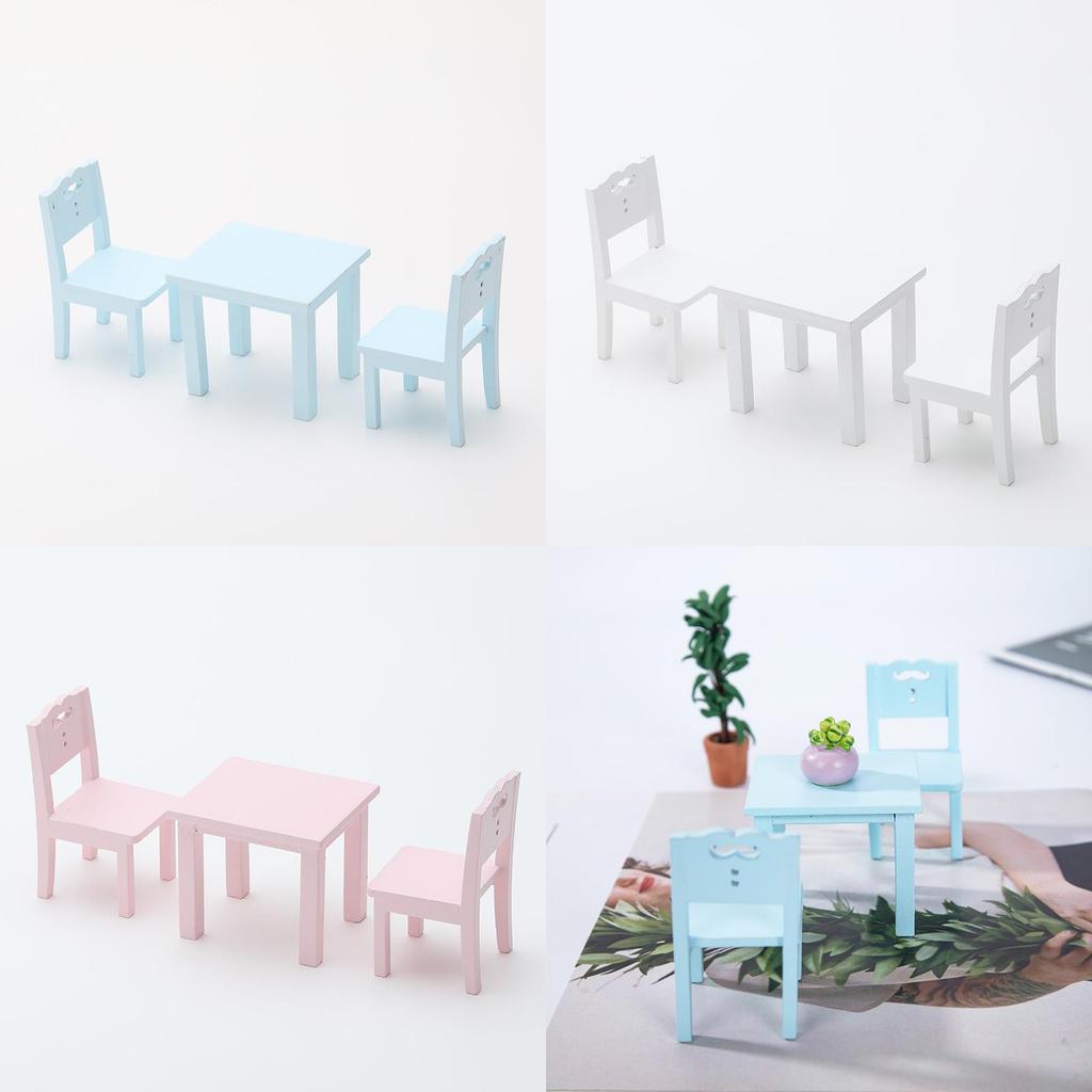 Casa de Bonecas de Madeira Mini Conjunto de Móveis Com Branco Rosa Azul Decoração de Quarto Infantil Para Crianças