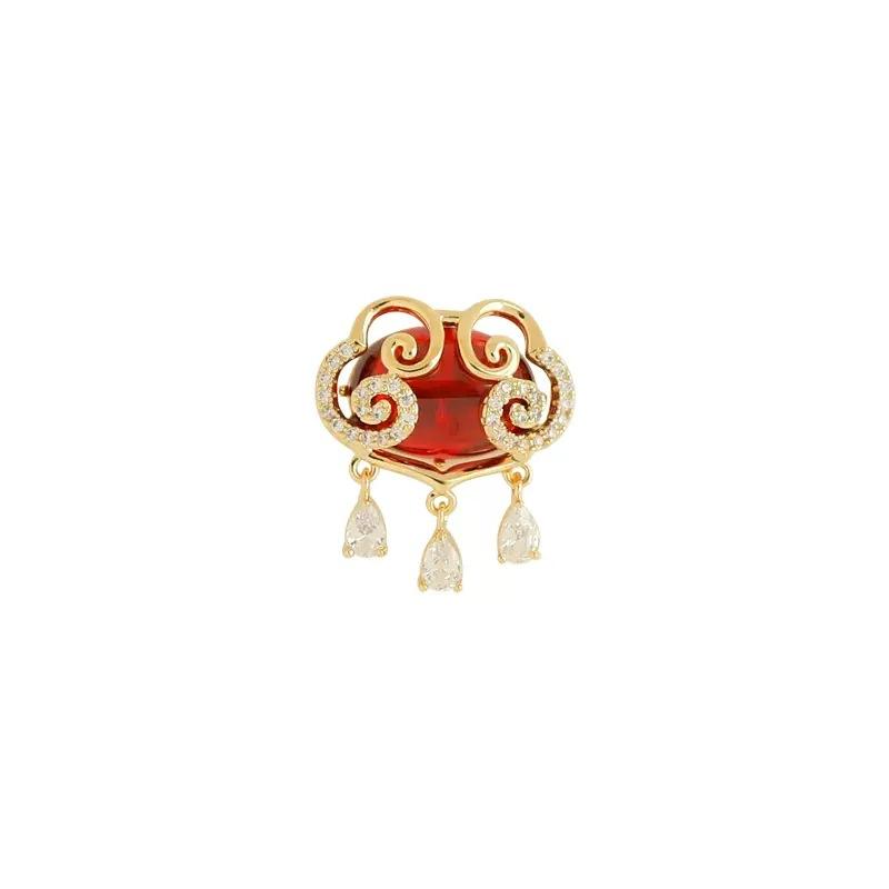 Xiangyun Ruyi Lock Brooch, National Style Woman, Festive Festival Anti-Light Bow Tie Pin, National Tide Gift Clothes And Accessories