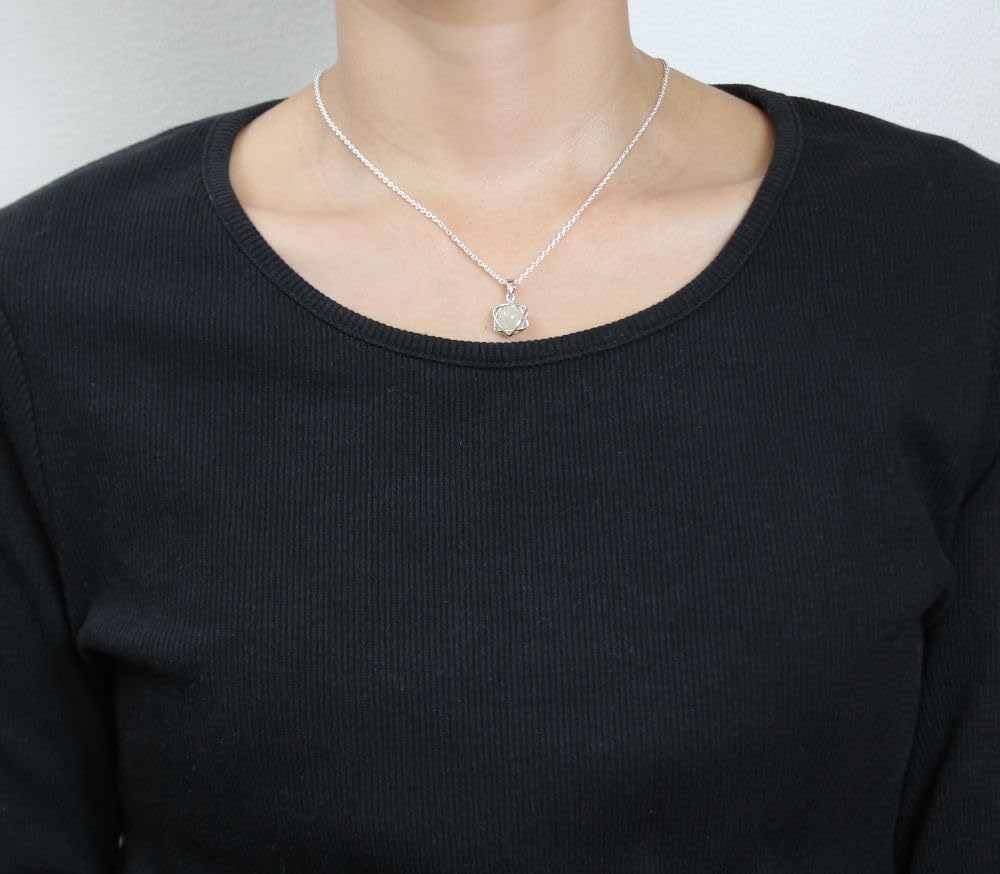 [Mizar] Libyan Glass Pendant, Hexagram, Sterling Silver 925 (Women's & Men's)