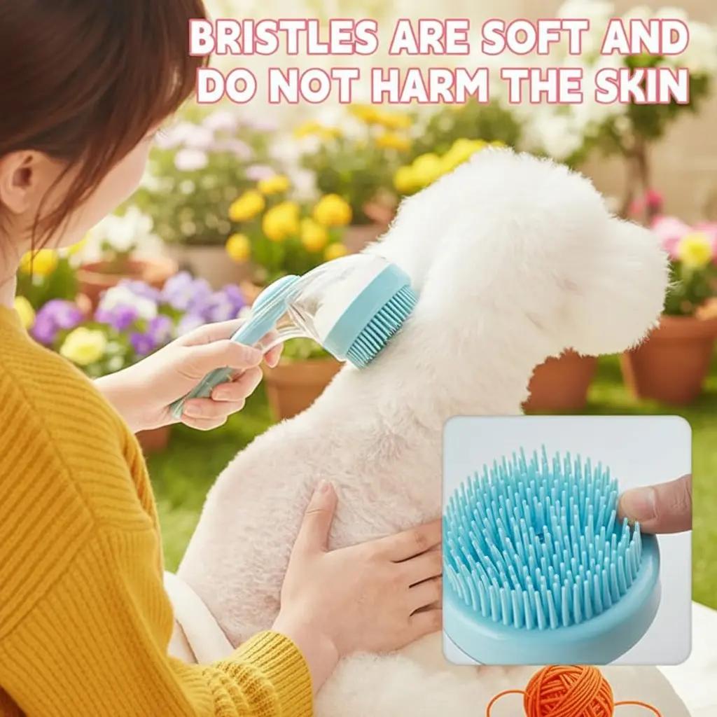 2025 New 2-in-1 Pet Bath & Grooming Brush: Built-in Shampoo Dispenser, Soft Massage Tool for Long/short-haired Dogs & Cats, Ideal for Shower.