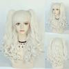 Parrucca Cosplay sintetica lunga colorata riccia per ragazze Lolita Cosplay con doppia coda di cavallo e 1 cuffia per parrucca