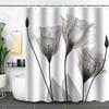 Grey Floral Shower Curtain Watercolor Tulip Flower Shower Curtains For Bathroom Waterproof Polyester Fabric Bathroom Curtain