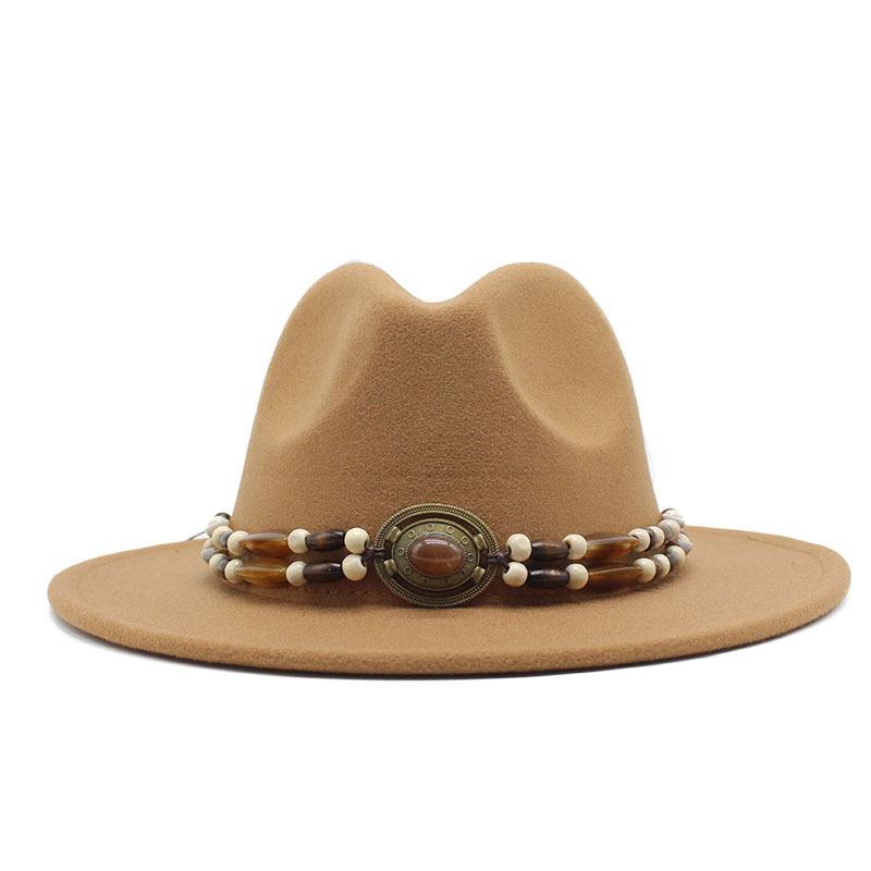 Big Eaves Wool Jazz Top Hat Women'S Casual Big Edge Felt Hat Men'S Jazz Hat 9.5Cm