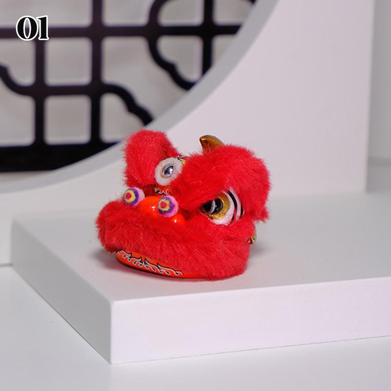 Chinese Lion Dance Ornaments Chinese Style Lion Dance Feng Shui Lucky Keychain Living Room Car Office Desktop Decor Crafts