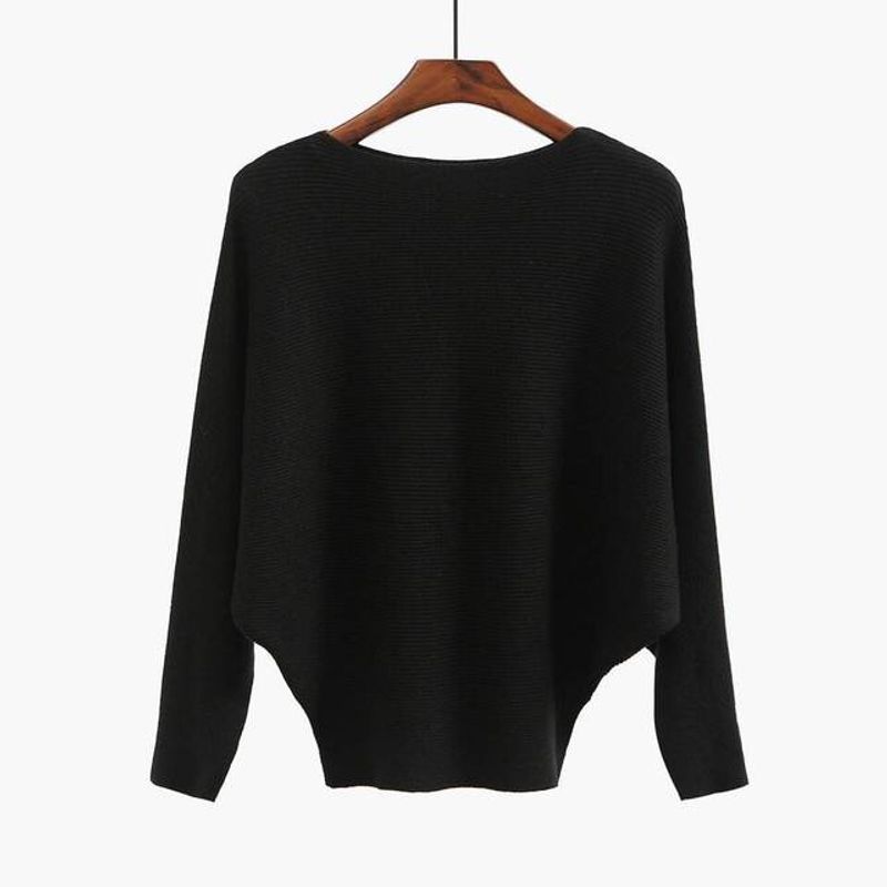 Loose Long Sleeve One-Line Collar Top Loose Long Sleeves off-Shoulder Top Female