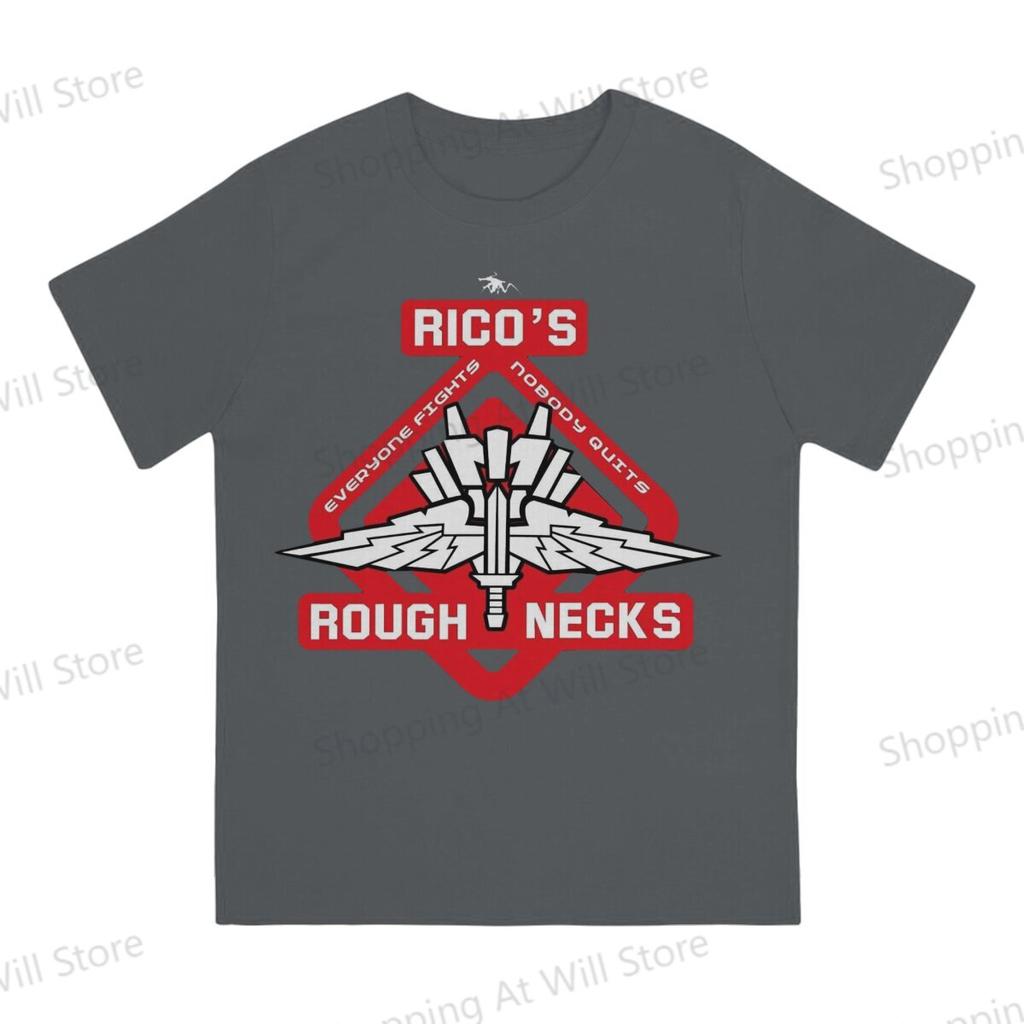 Starship Troopers Tops Cotton Leisure Sports Ricos Roughnecks Red Logo Unisexs and Womens Tshirts Tshirt Top