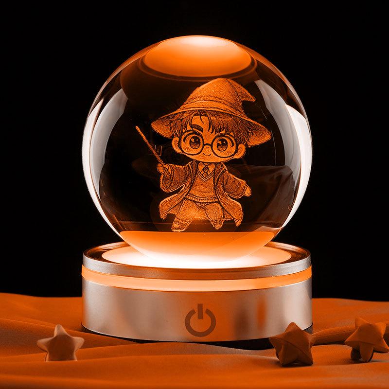 Harry Potter Crystal Ball Music Box with Warm Light Base - Desktop Night Light Souvenir Ornament