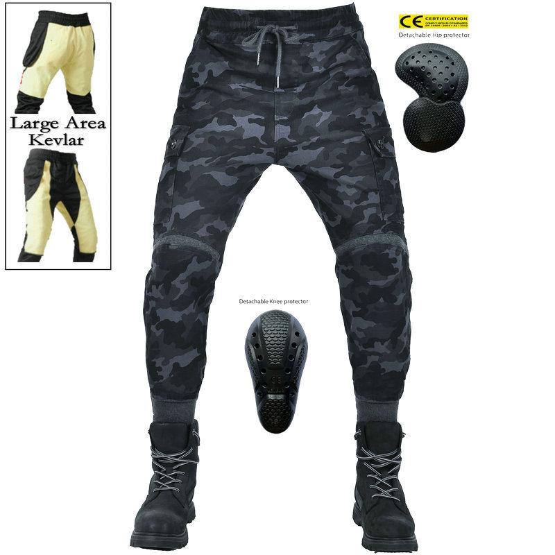 Motorcycle riding pants casual locomotive Kevlar drop-proof windproof jeans threaded pants leg bundle knight pants men