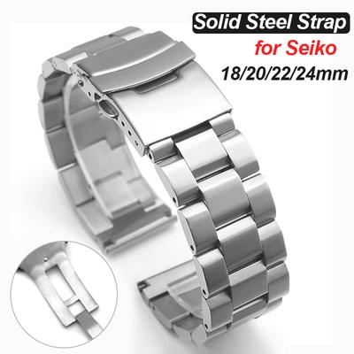 Luxe Horlogeband voor Seiko Massieve Gesp Roestvrij Staal Armband Metalen Polsband voor Rolex 18 20 22 24mm Universele Horlogebanden