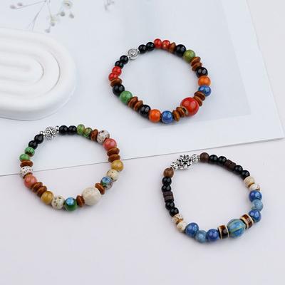 Jingdezhen Ceramic Beaded Colorful Flower Glaze Bracelet Jewelry Accessories Hot-selling Beaded Stall Wholesale