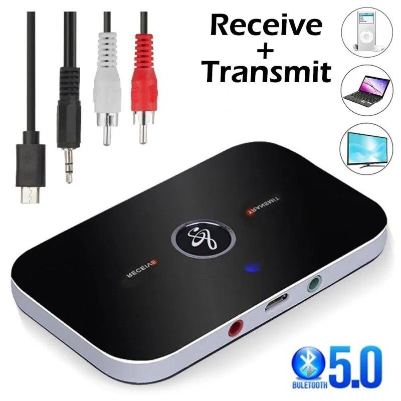 

Аудиоприемник Bluetooth5.0, передатчик RCA 3,5 мм, разъем AUX, стерео аудиоплеер, USB-ключ, беспроводной адаптер для автомобильного ТВ, ПК, ноутбука