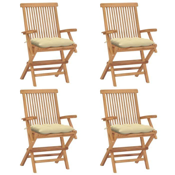 VidaXL Lot de 4 Chaises de Jardin avec Coussins, Sièges de Terrasse, Chaises de Salle à Manger, Meubles de Patio Extérieur, 3065634