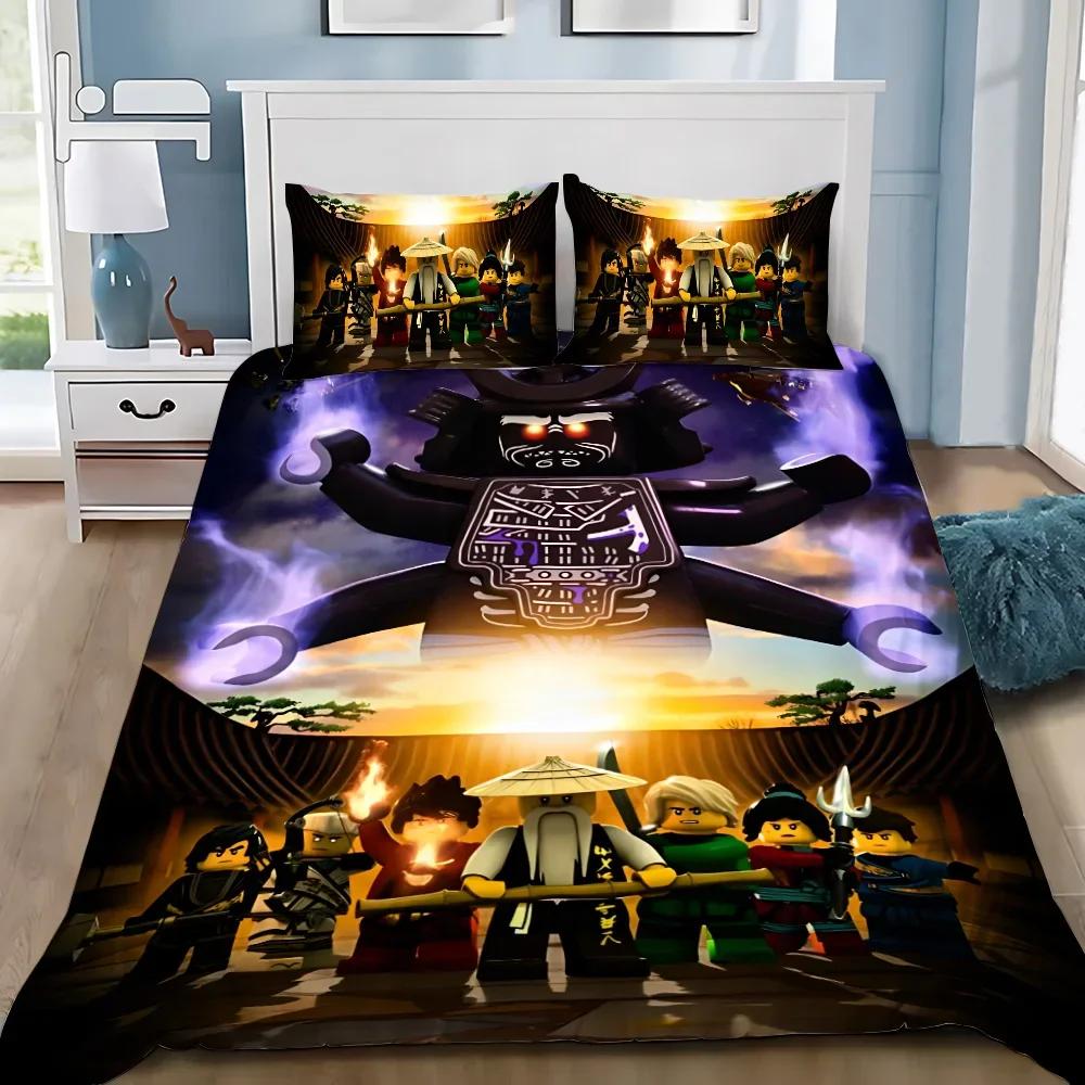 Set lenjerie de pat N-ninjagos Față de pernă Desen Animat Joc Set lenjerie de pat Băiat Fată Decor Cameră Copii Cadou Copii Dimensiune Single Dublu Mare
