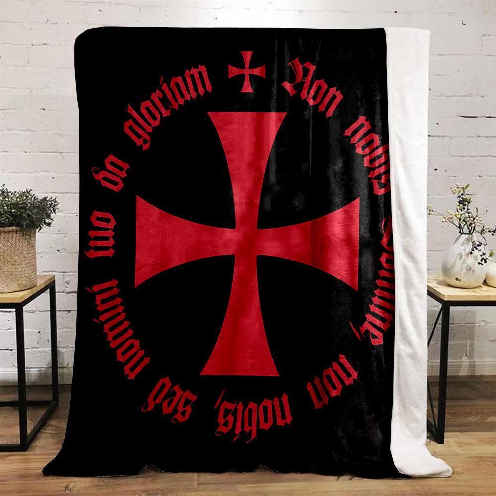 Medieval Knight Themed Throw Blanket Crusader Cross, Medieval Style,Blanket for Living Room Bed Couch lunch breakBlanket for Friend's festival Gift