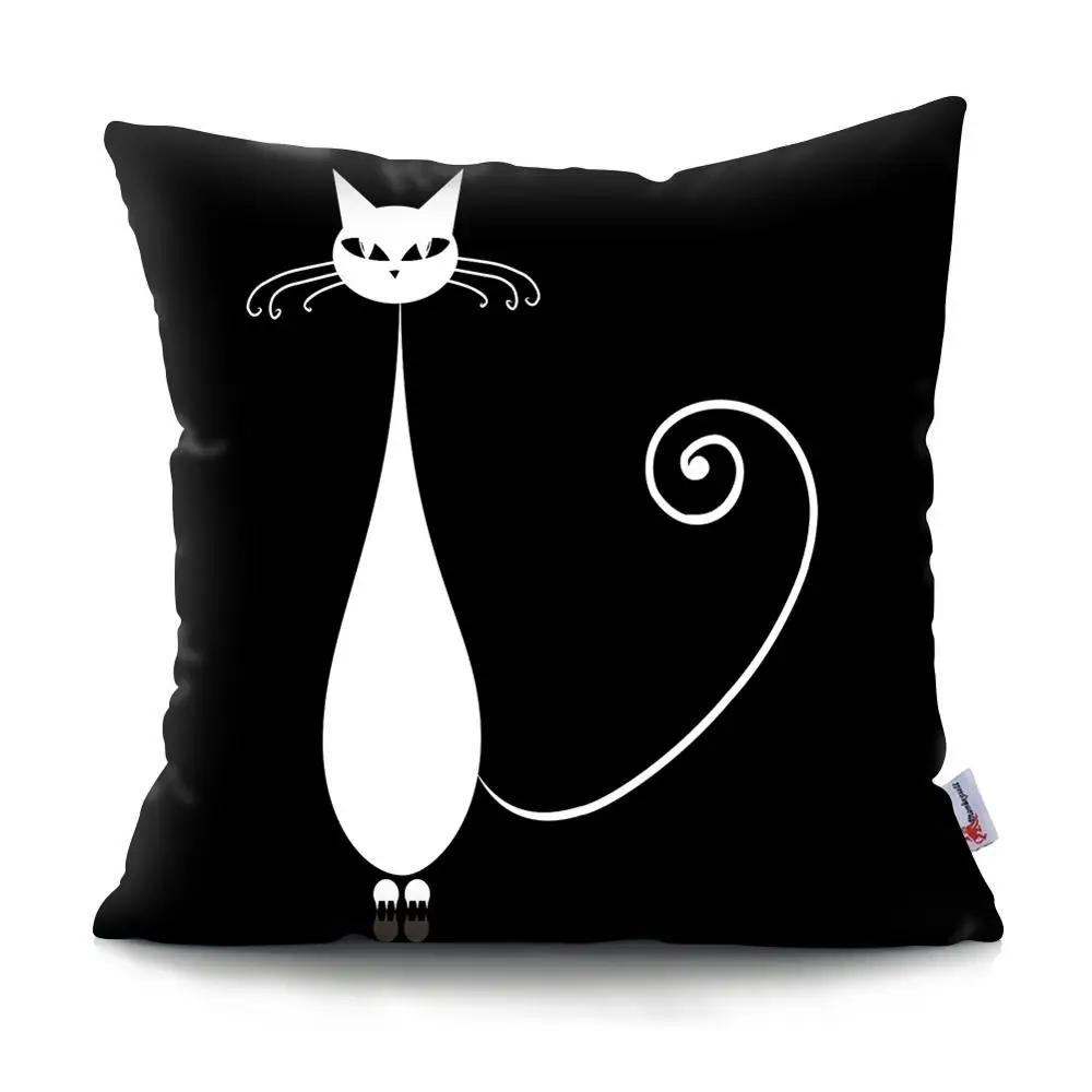Black Cat Cushion Cover Pet  Sofa Bedroom Decoration Pillowcase Pattern   Case