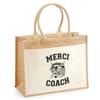 Sac De Plage - PLANETEE - Merci Coach Hockey - Coton Naturel - Beige - Poche &amp; Grande Contenance