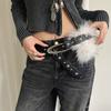 Y2K Plush Furry Splicing Belt Punk Star Rivet Belt Vintage Faux Fur Belts  Women Fashion