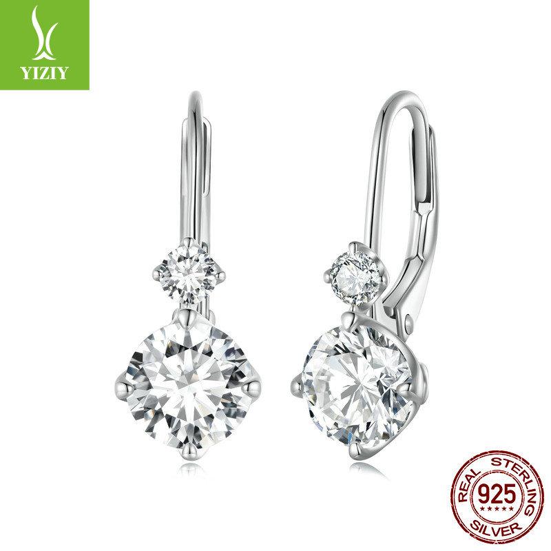 S925 Sterling Silver One-Carat Moissanite Earrings For Women, Simple And Atmospheric Four-Claw Ear Buckle