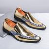 Hot Luxury Pink Mens Patent Leather Shoes Designer High Quality Pointed Chelsea Formal Shoes Man Dress Wedding Party Shoes Men