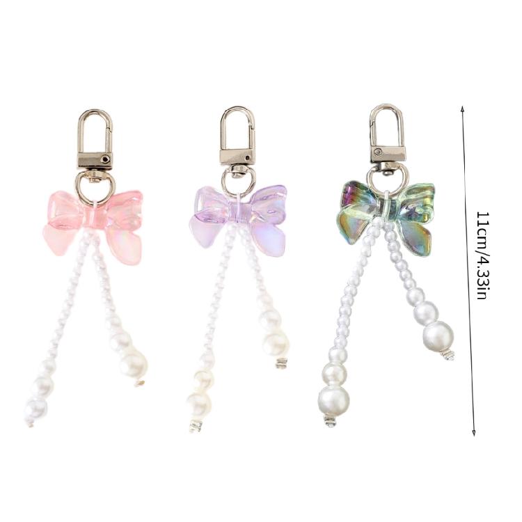Pearls Beaded Bowknot Keychain Stylish Butterfly Knot Pendant Keyring Bag Charm