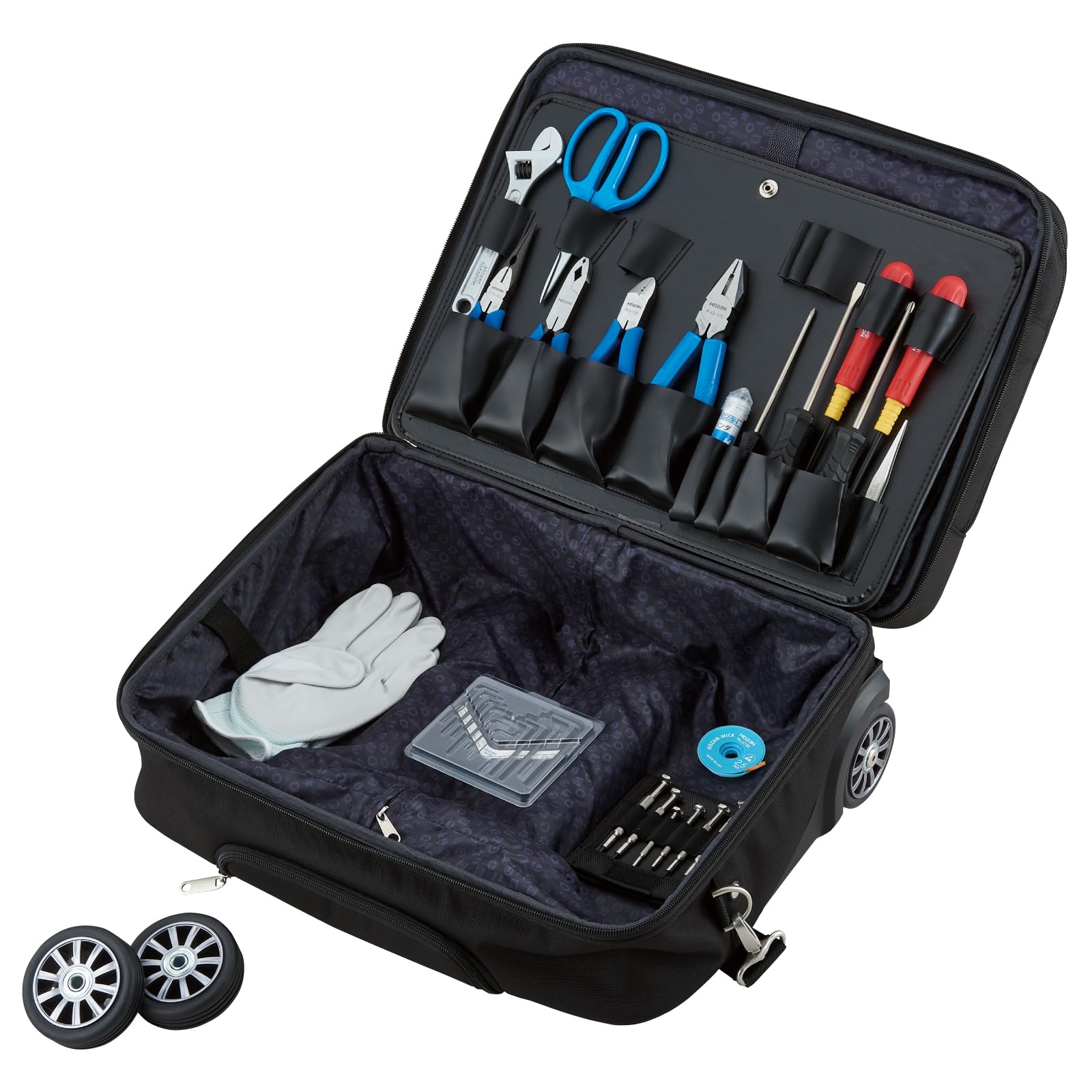

HOZAN Tool Set Caster Case Set includes 37 items For those who often travel for maintenance or carry luggage Weight 5.8kg S-201