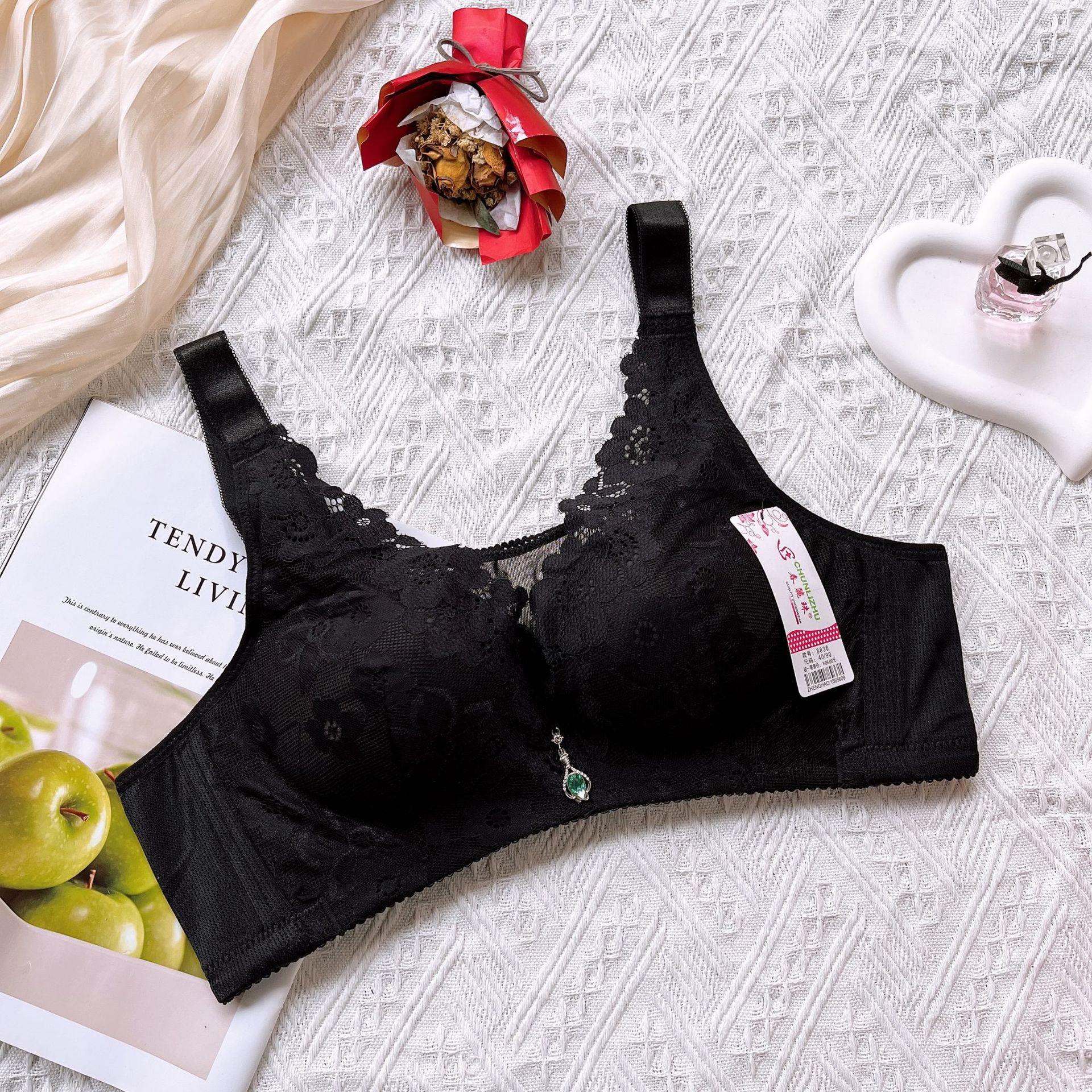 

Тонкое нижнее белье, женский бюстгальтер без стали, собранный и регулируемый, верхняя поддержка груди, сексуальный кружевной антилегкий бюстгальтер 80C чёрный