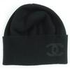 Great Knit Cap COCO Mark Beanie Black Cashmere Women AA9335 Used